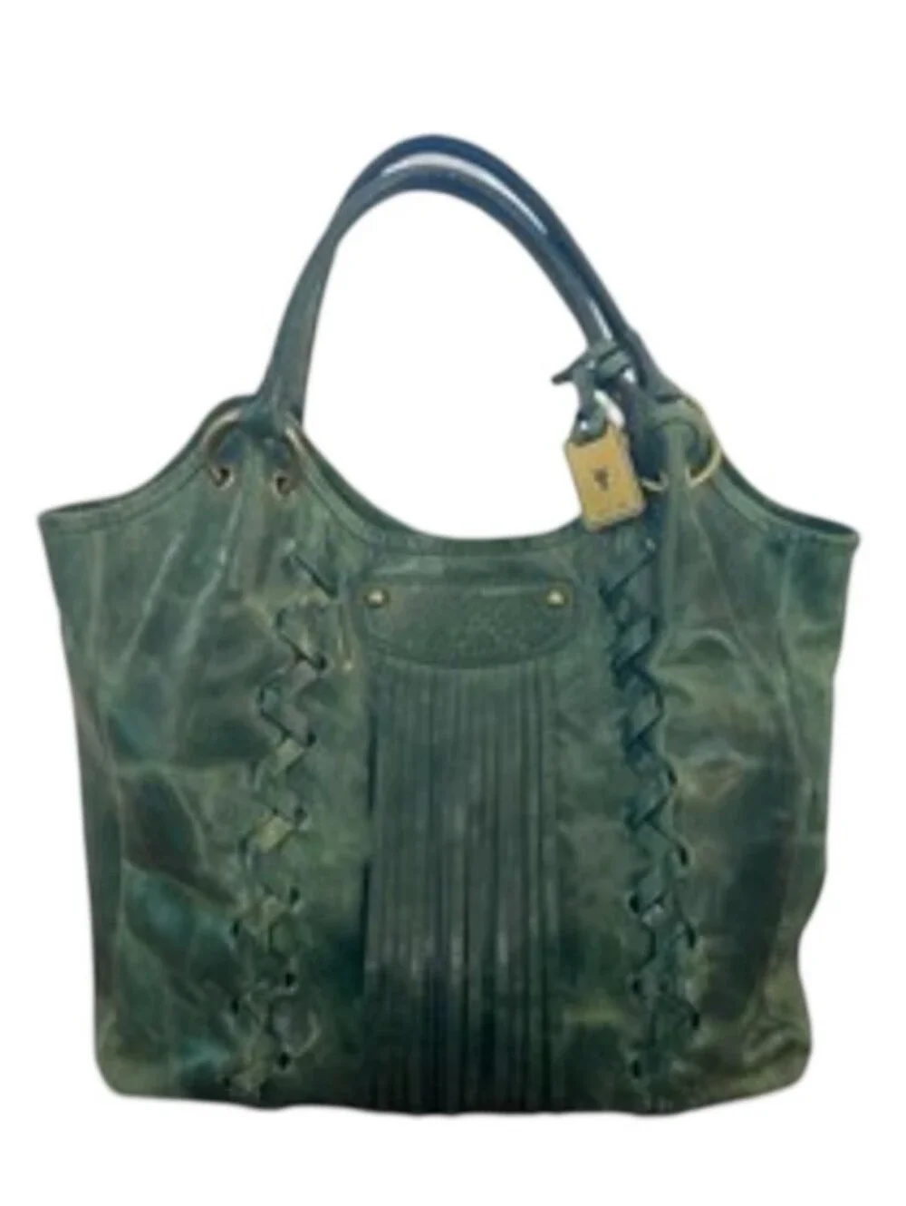 Frye Jade Layla Whipstitch XL Hobo Purse Western distressed green leather Bag